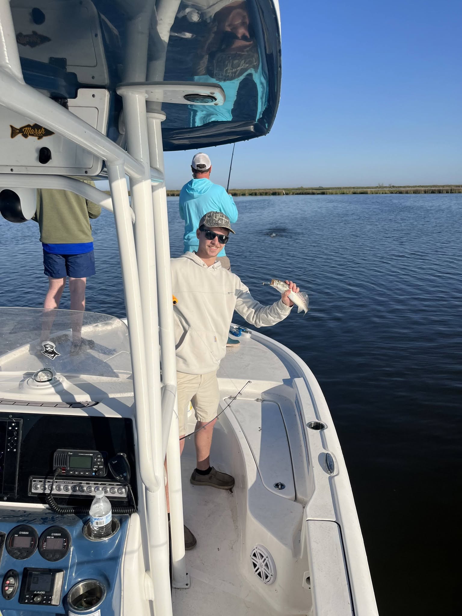 Speckled trout catch displayed on fishing boat in Hopedale Louisiana