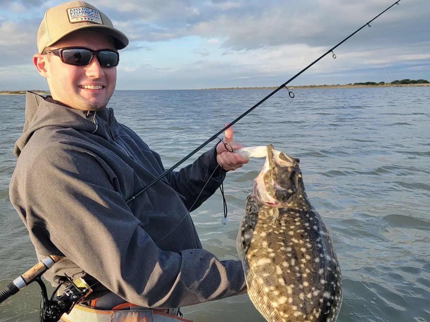 Angler catches a Southern Flounder in Aransas Pass