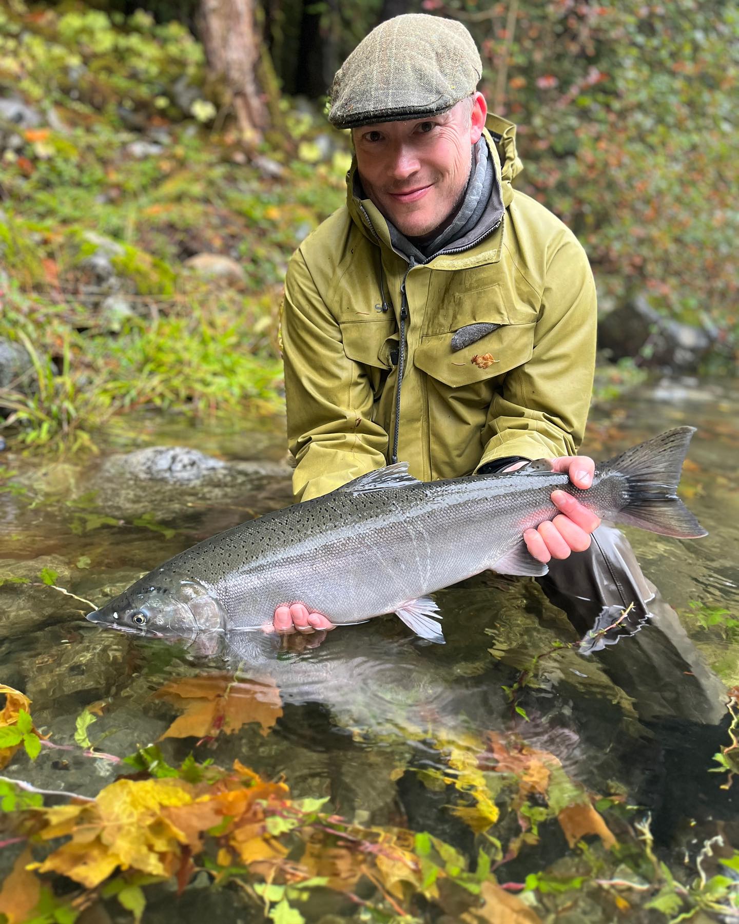 Angler with a 21-inch fish caught at Lake Cowichan