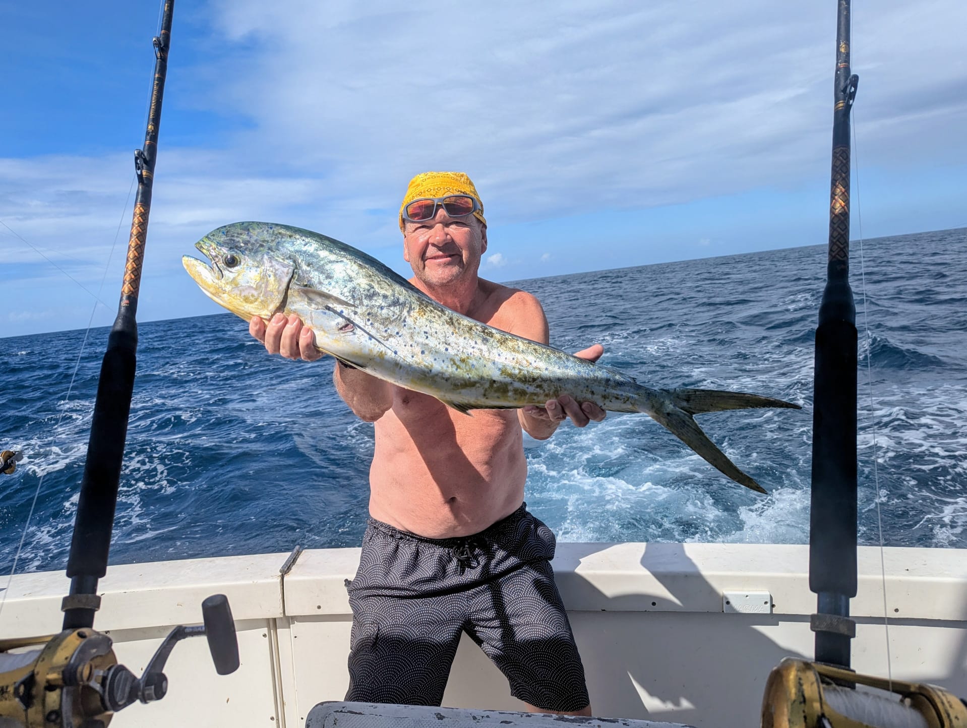 Mahi mahi catch at Pigeon Point Beach during deep sea fishing trip