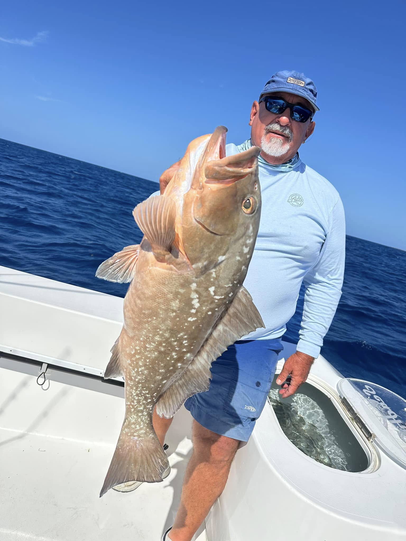 Red grouper catch on fishing boat in Little Torch Key FL waters