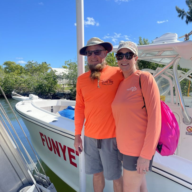 Florida Keys fishing charter boat on turquoise waters near Little Torch Key reefs