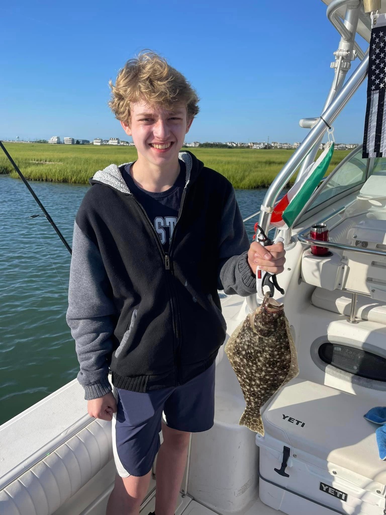A southern flounder fish caught in Avalon