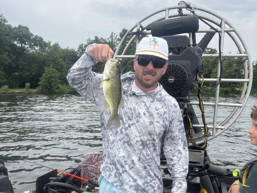 Bass fishing catch displayed on airboat in Delavan WI