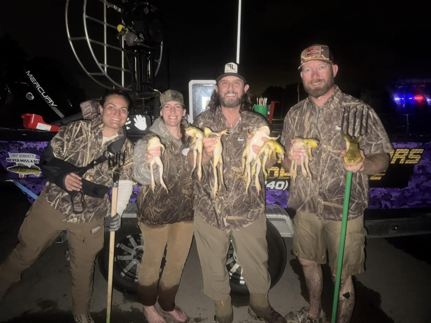 Night fishing expedition in Delavan WI showing successful catch of multiple fish