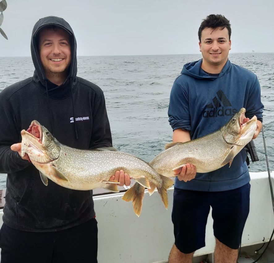 Two rainbow trout caught in Carthage