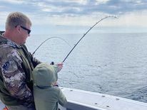 Lone angler fishing in Port Washington