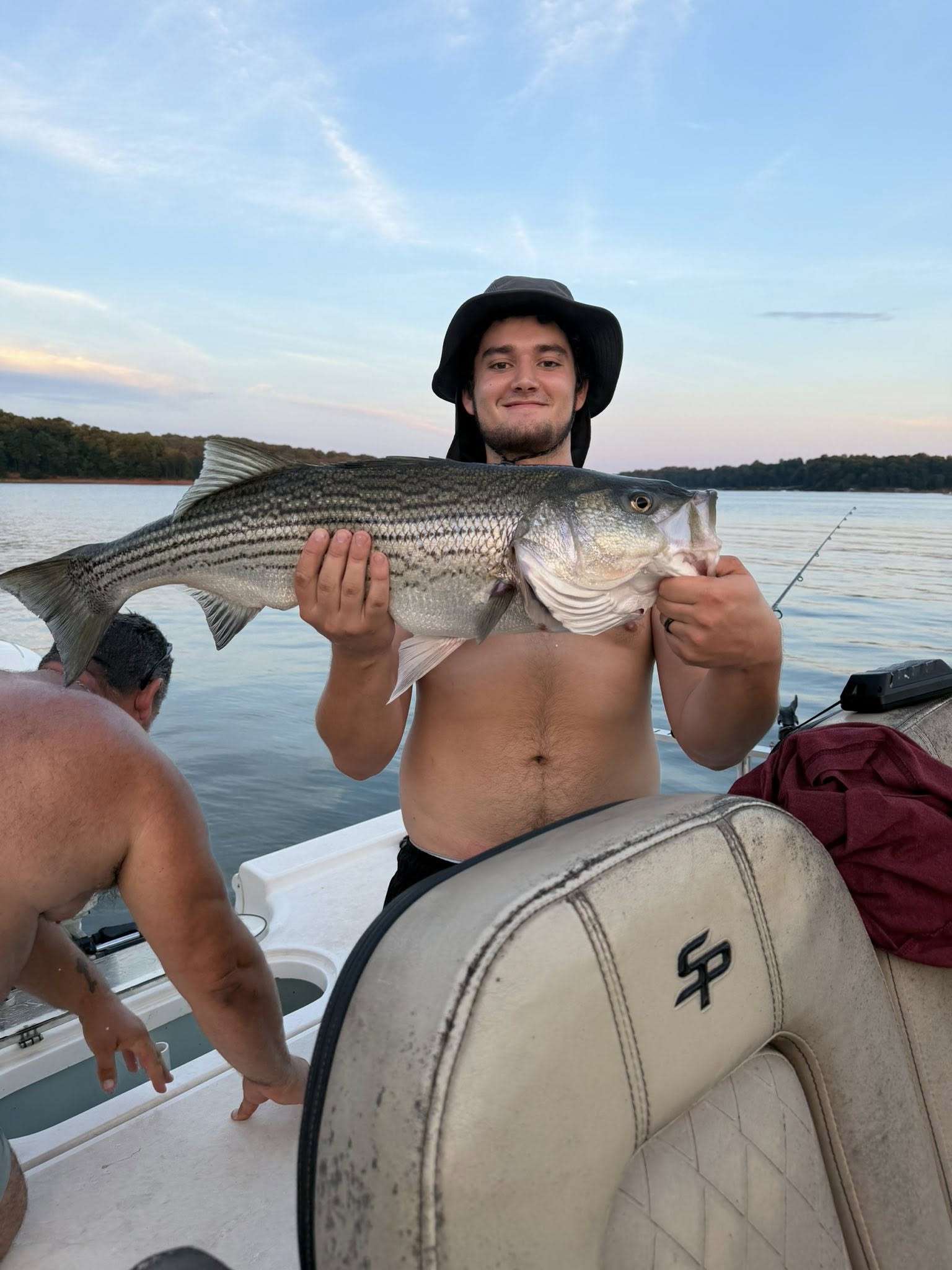 Striped bass catch displayed on fishing boat in Townville SC
