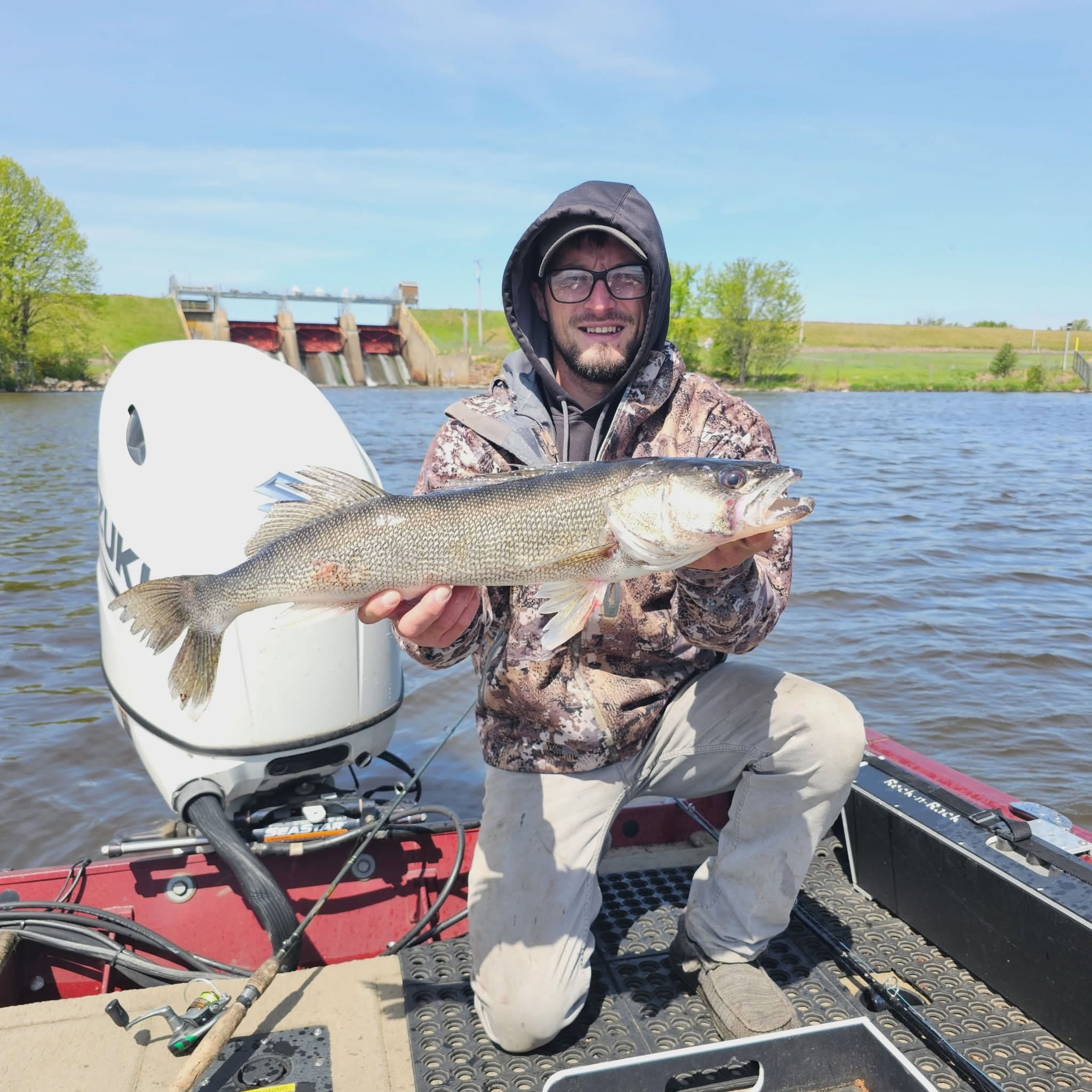 Walleye catch displayed on fishing boat in Mosinee Wisconsin