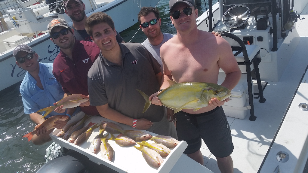Two greater amberjack fish caught in Key West, Florida