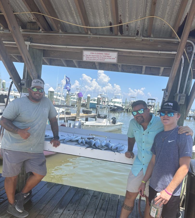 Three people fishing in an unknown location
