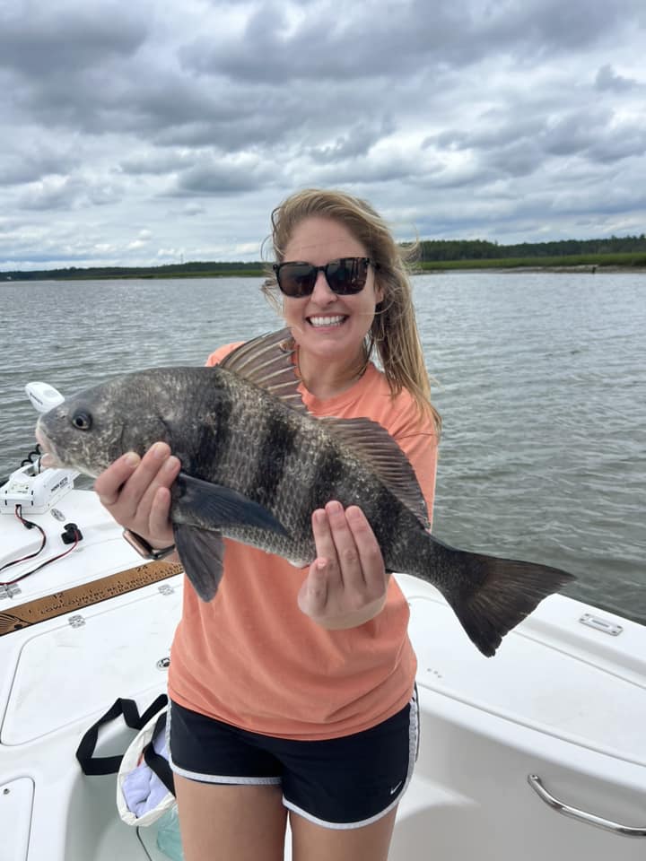 Black Drum, a large 23-inch fish, caught while fishing in Hanahan