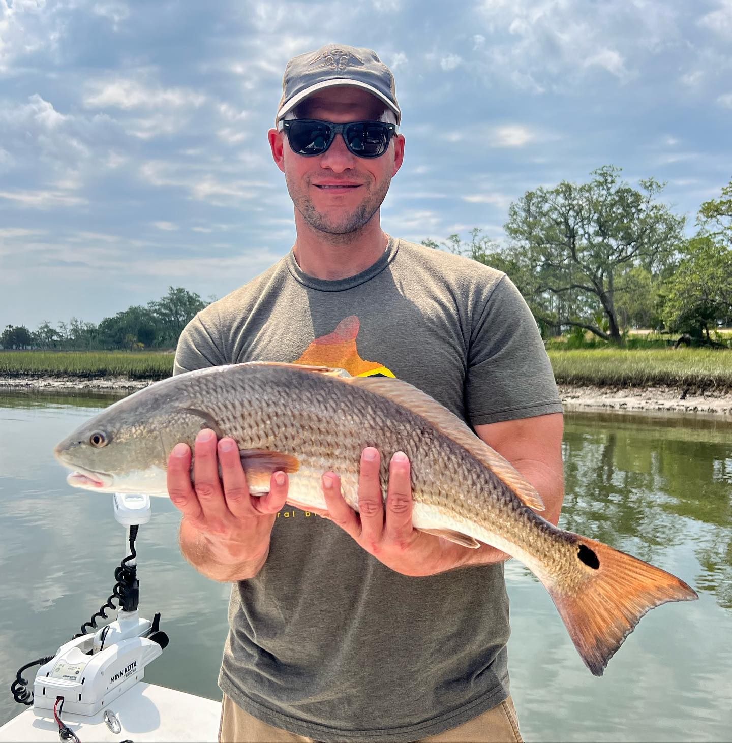 A single redfish, 25 inches long, caught while fishing in SC
