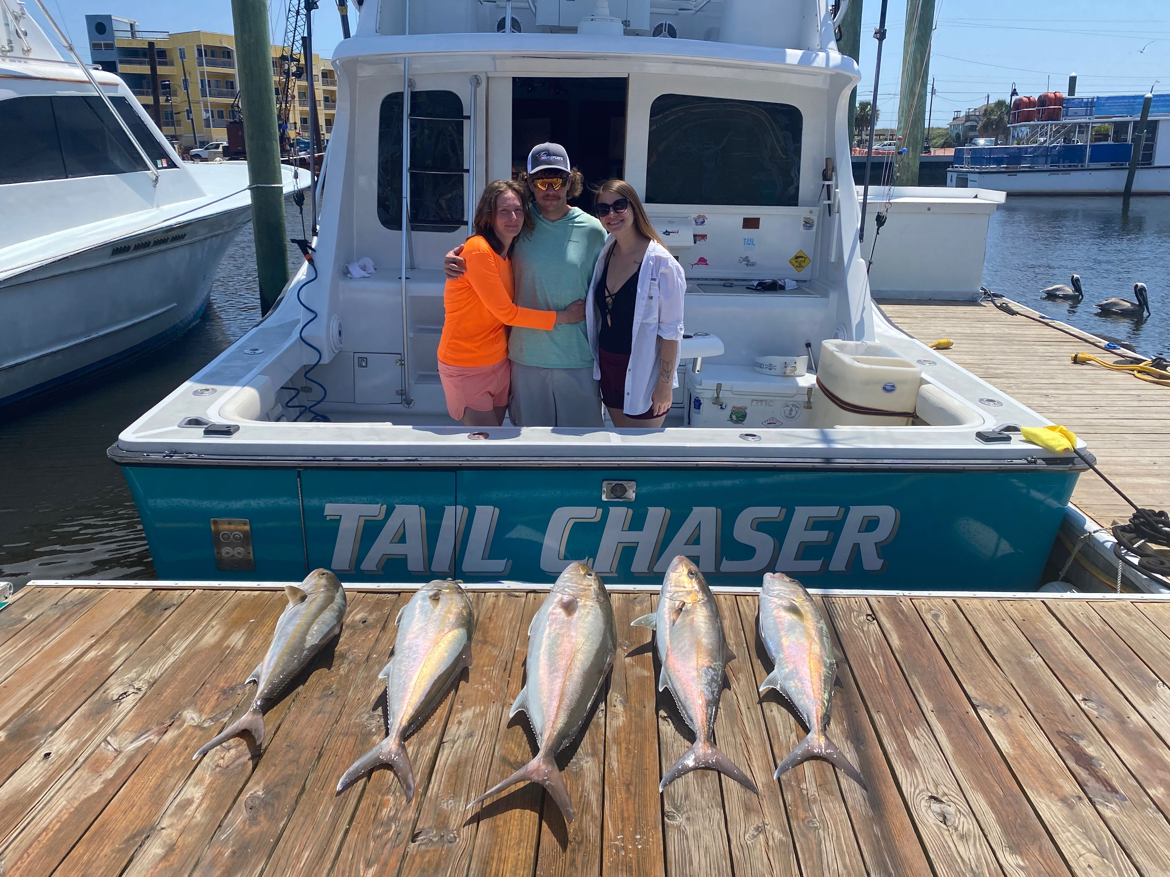 4 blue runner fish caught at Carolina Beach
