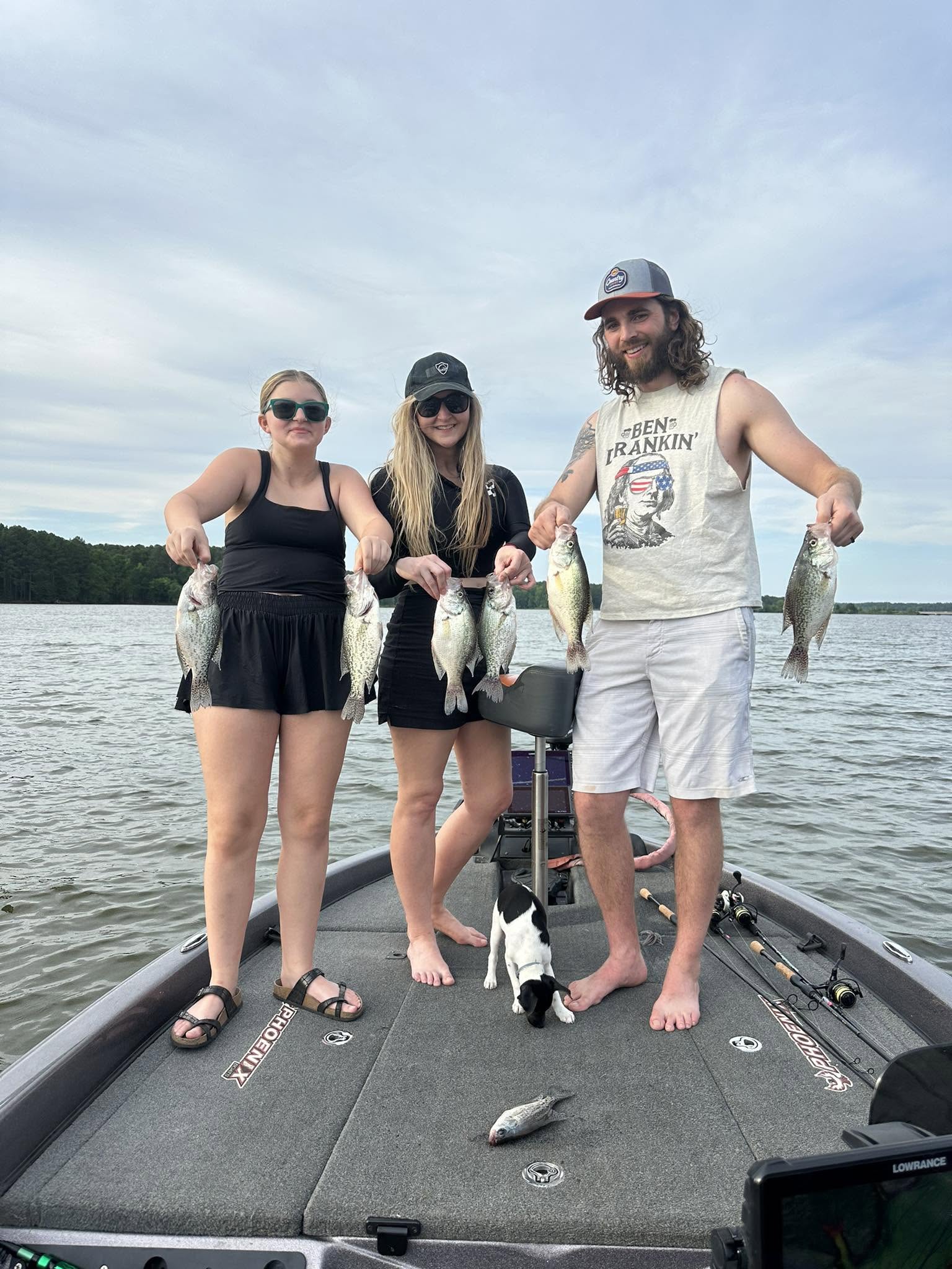 Successful crappie fishing trip on lake in Moncure NC with multiple fish caught