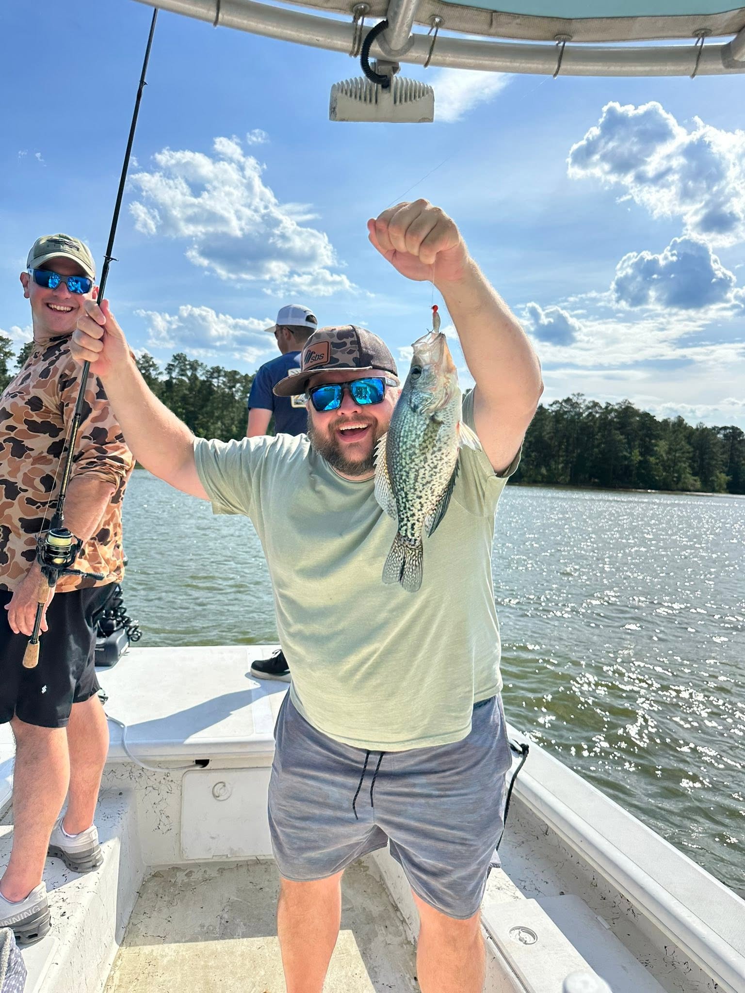 Successful crappie fishing trip on boat in Moncure NC with fresh caught fish