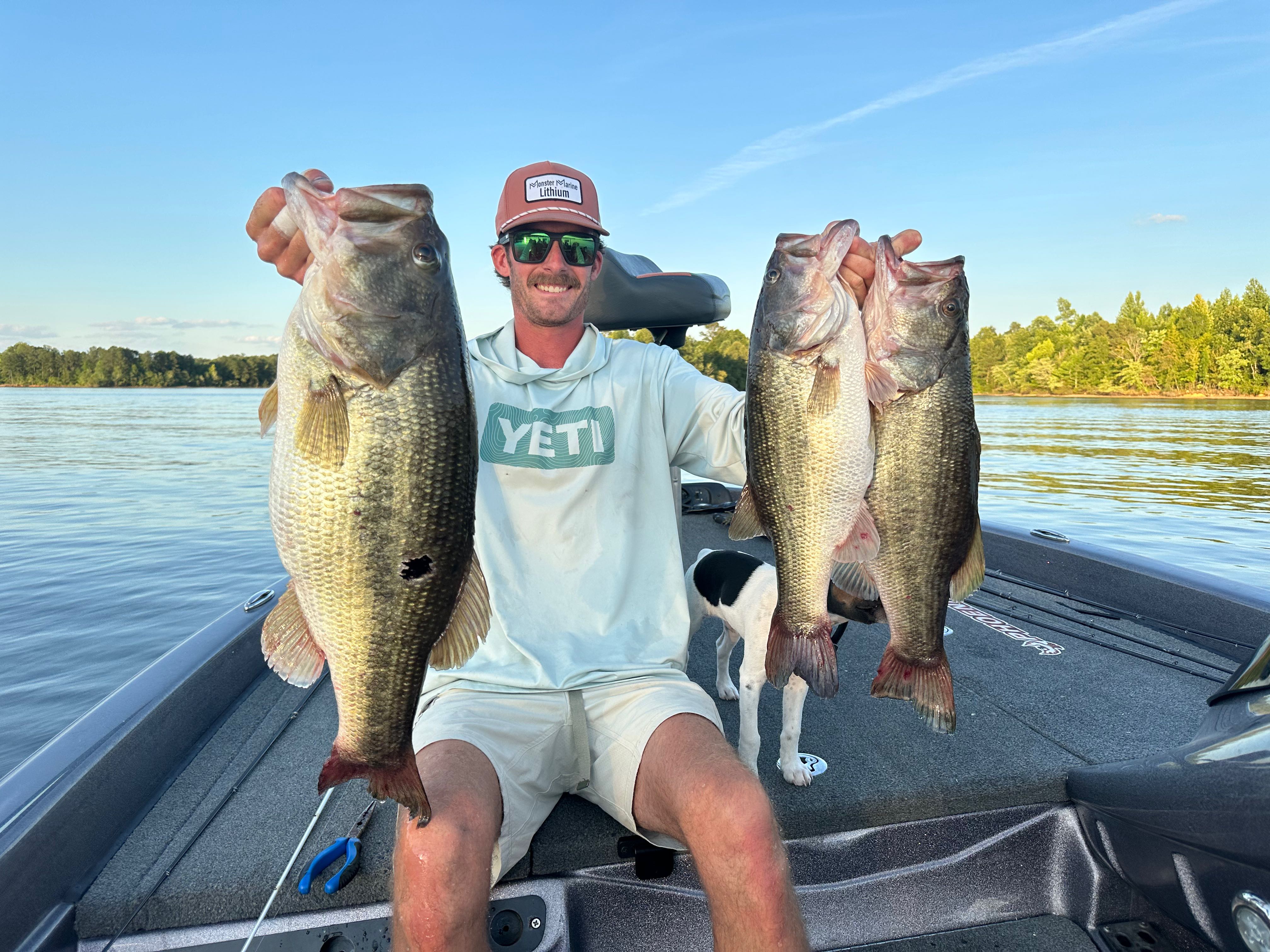 Half day bass fishing trip on Harris Lake with sonar equipment and healthy bass catches