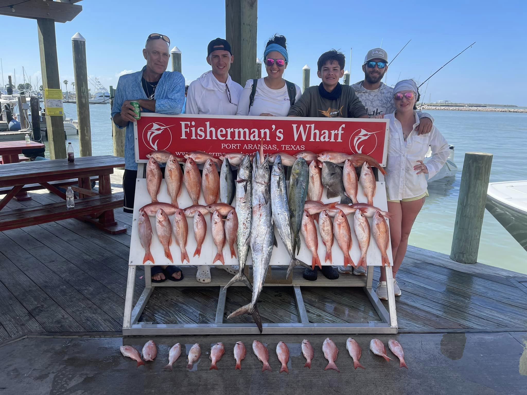 Two king mackerel, each 34 inches long, caught while fishing in TX