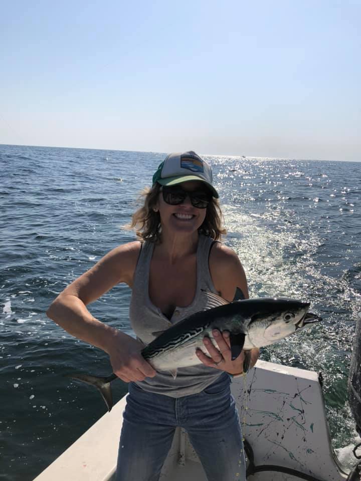 Photograph of a 16-inch Atlantic Bonito fish caught at Wrightsville Beach while fishing