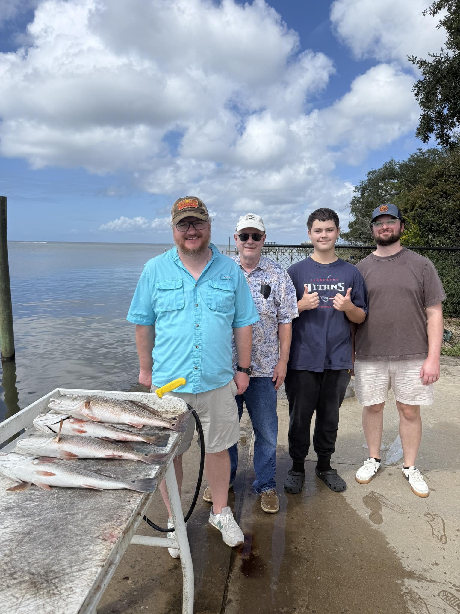 Successful redfish fishing trip in Freeport FL with fresh catch displayed