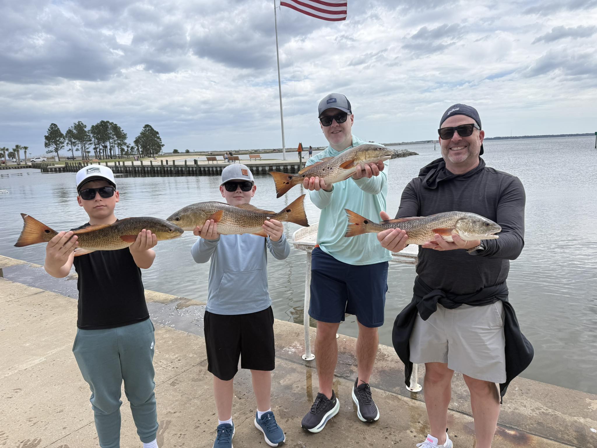 Four redfish caught during fishing trip in Freeport FL