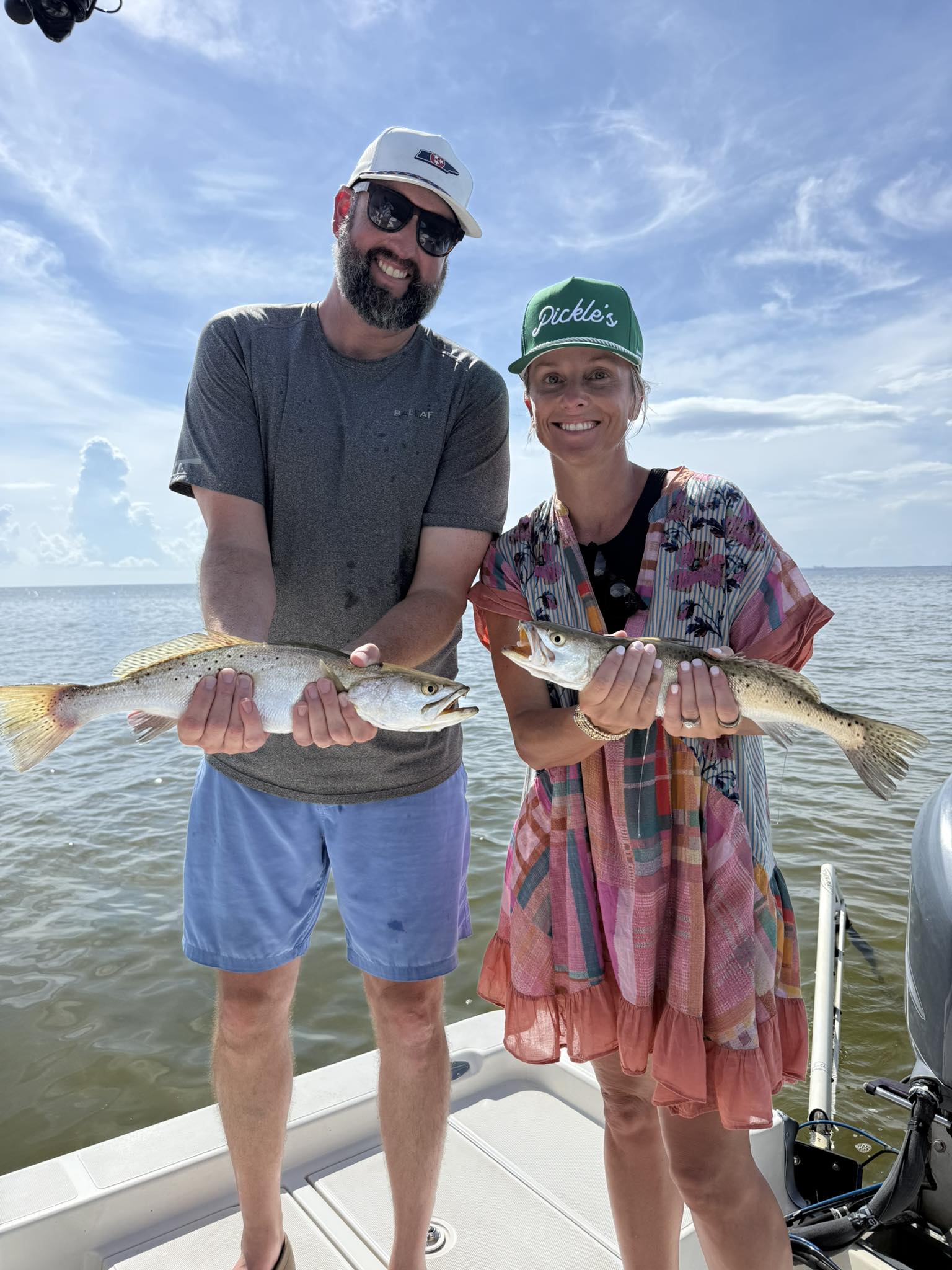 Two speckled trout caught fishing in Freeport FL waters