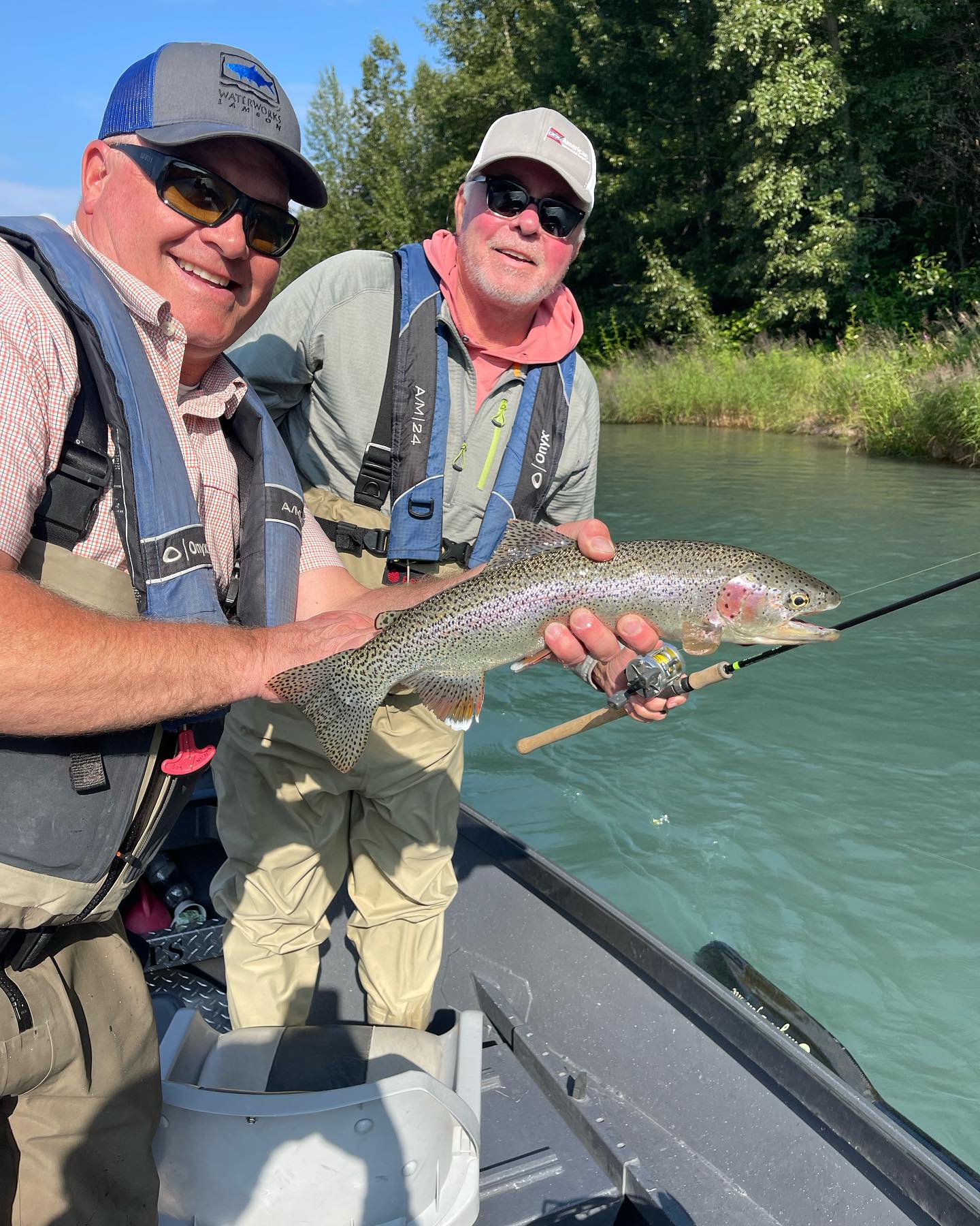 A single rainbow trout caught fishing in Alaska