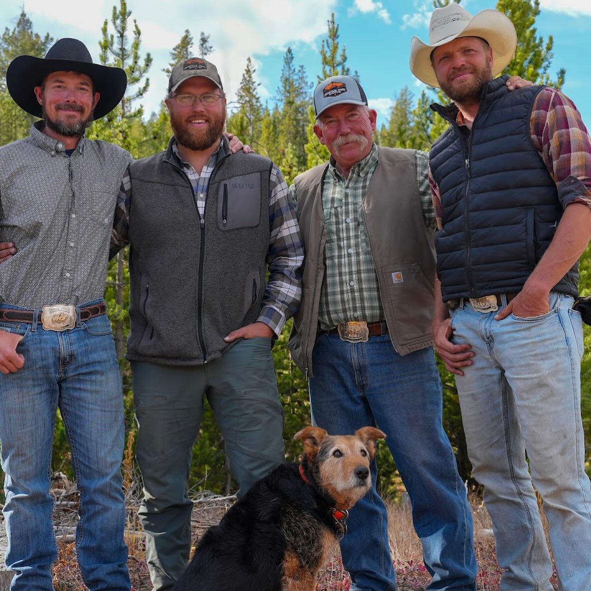 5 people posing outdoors in Wyoming