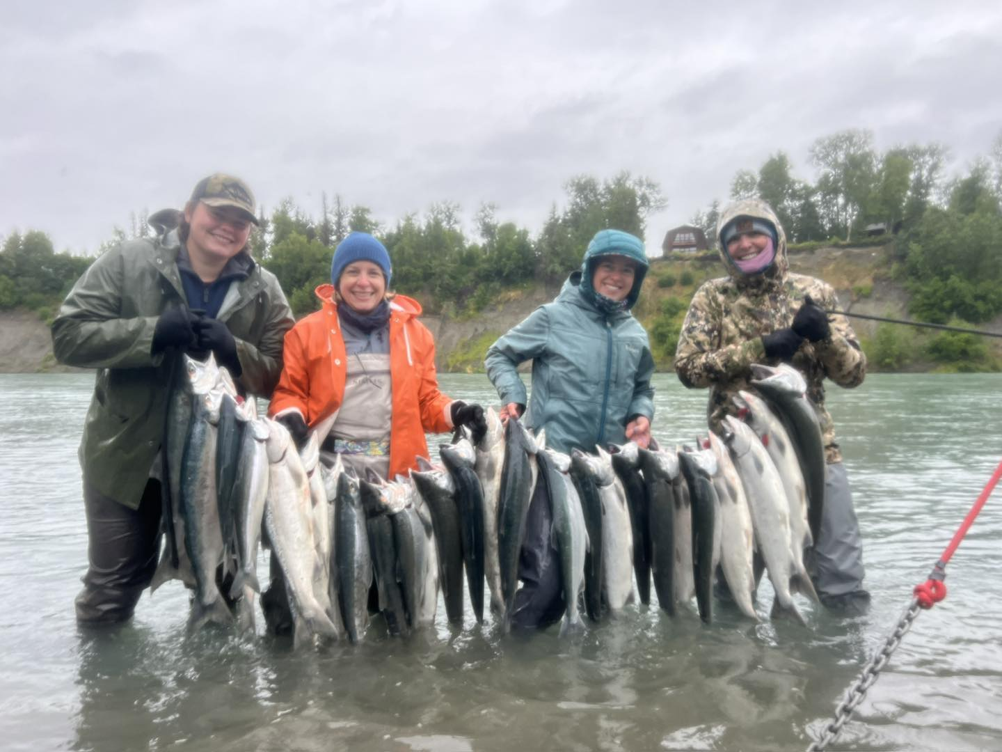 Four anglers fishing in Alaska