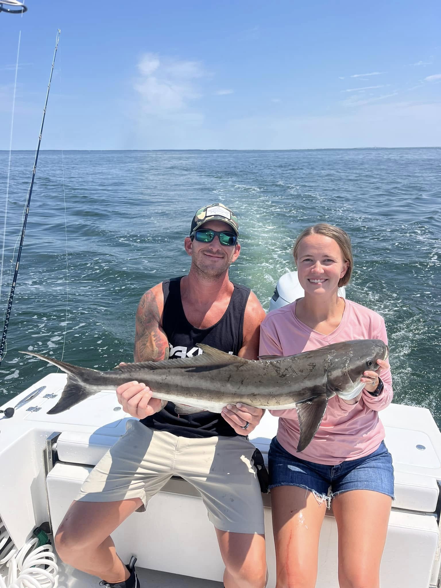 Half day inshore fishing charter boat on Virginia Beach coastal waters with anglers