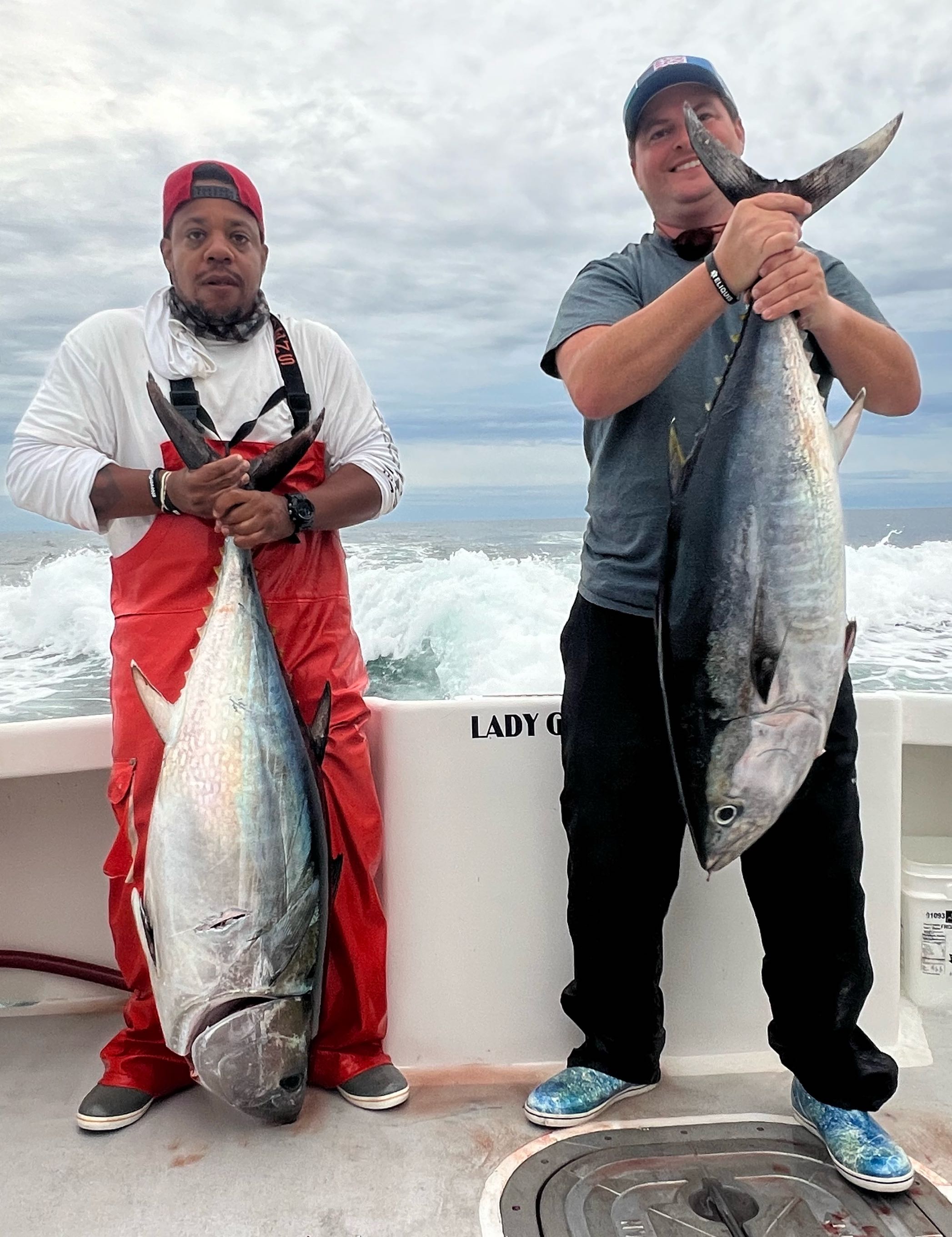 Two blackfin tuna, 27 inches long, caught by fishermen in NY