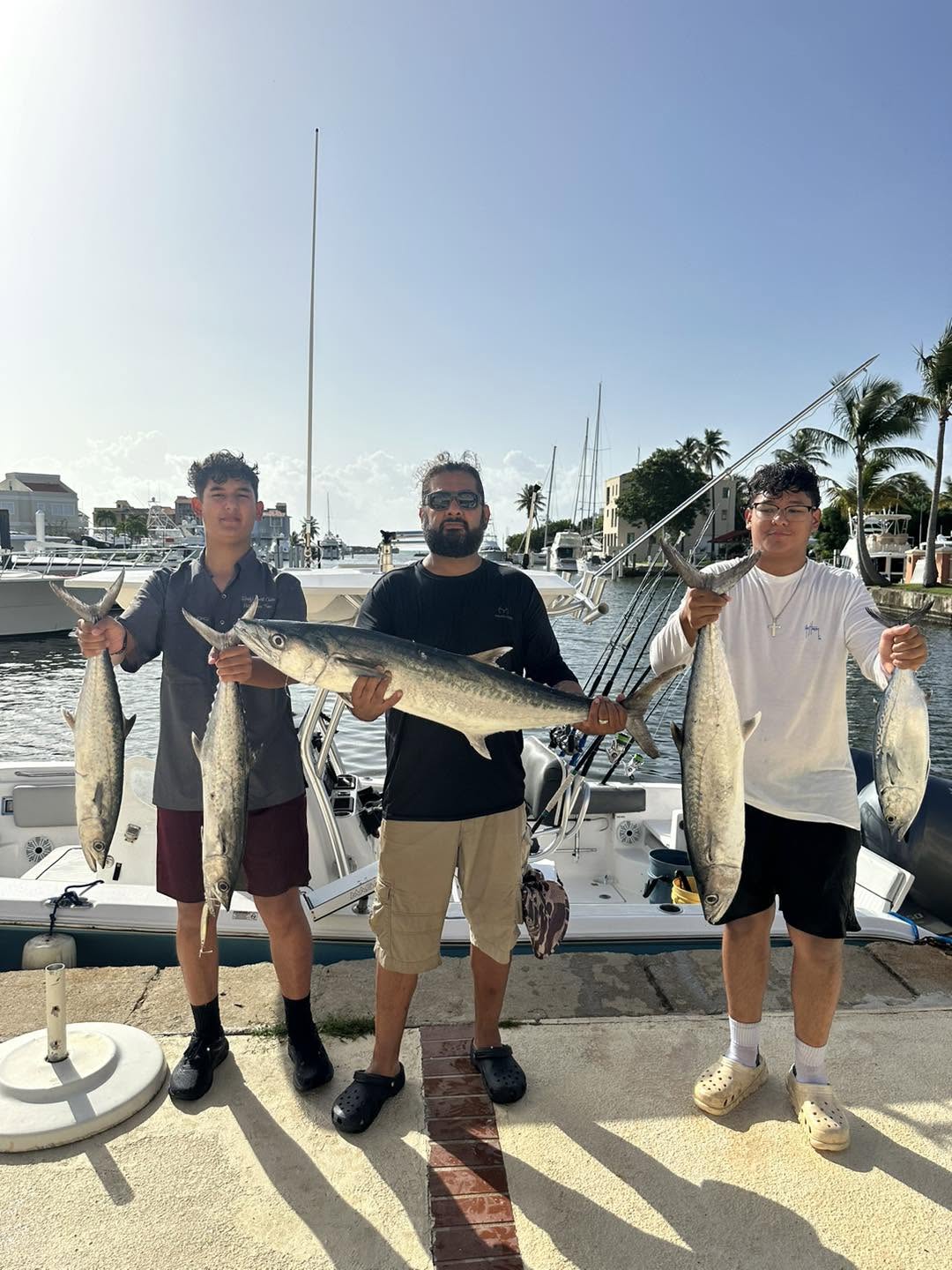 Successful fishing trip displaying King Mackerel and Little Tunny catch at Palmas del Mar Humacao marina