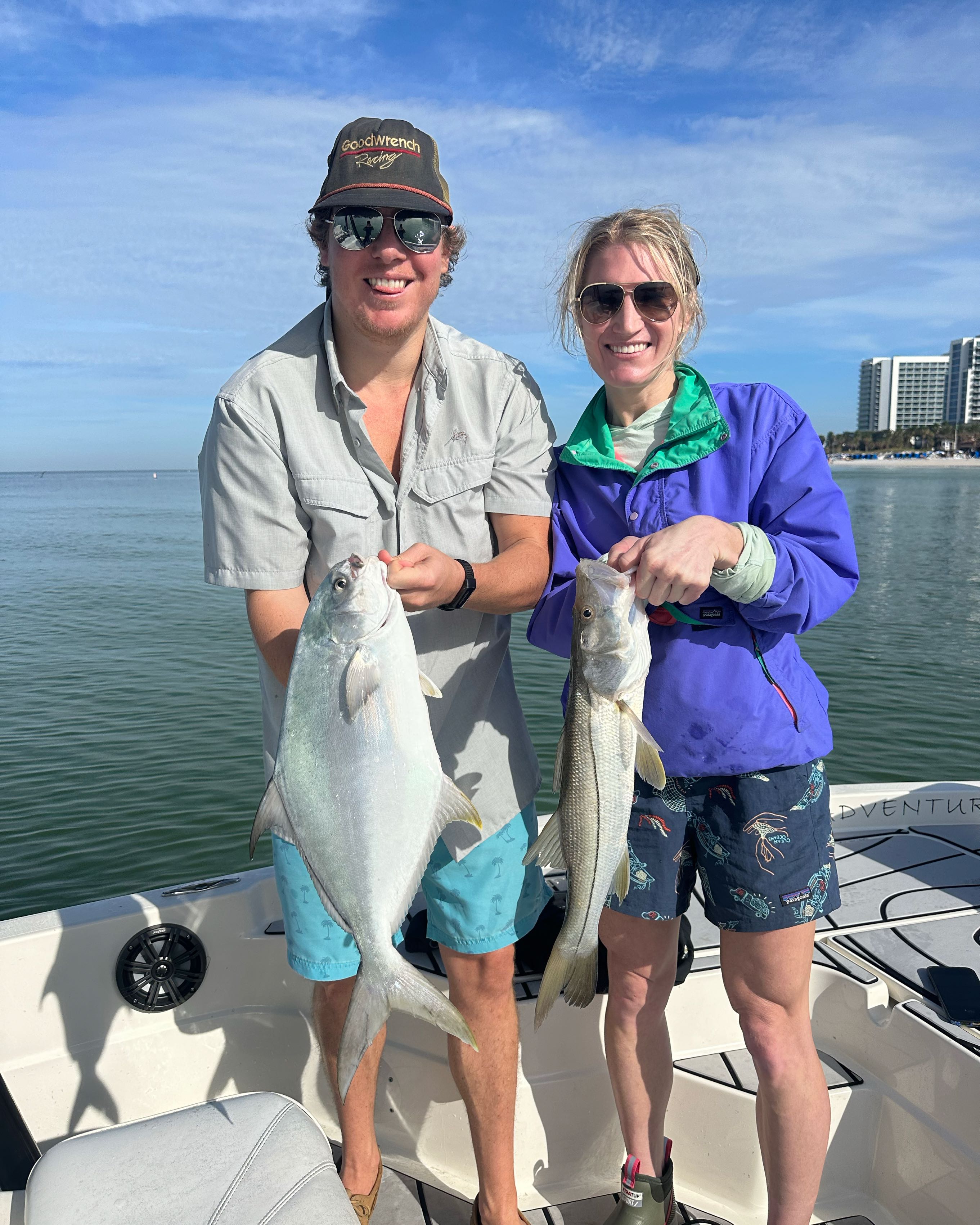 Two Florida Pompano and Snook fish caught in Florida