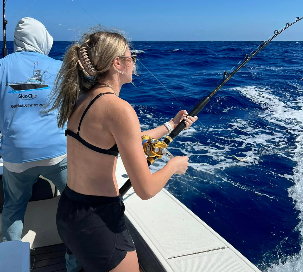 Person fishing in Port Aransas