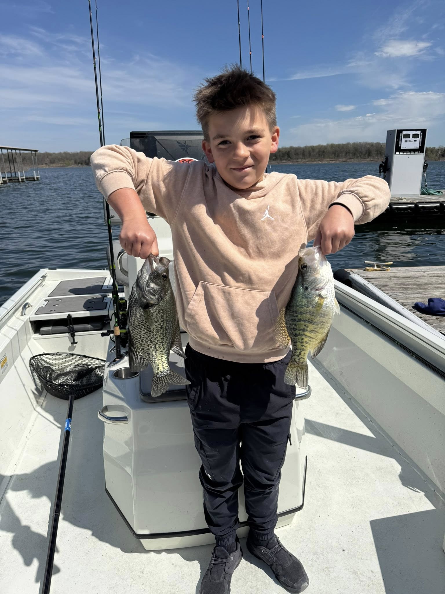 Two fresh crappie caught during fishing trip in Pittsburg MO