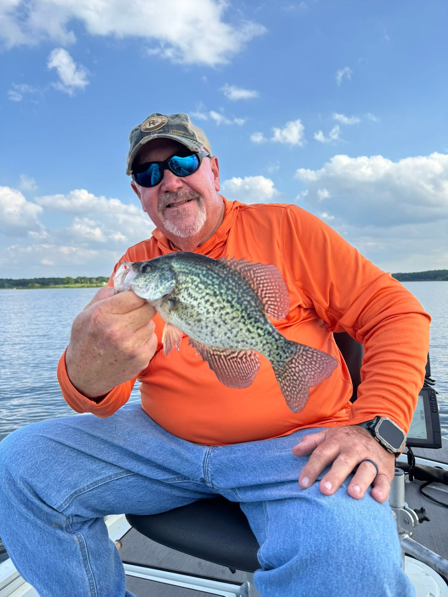 Crappie catch displayed on fishing boat in Pittsburg MO