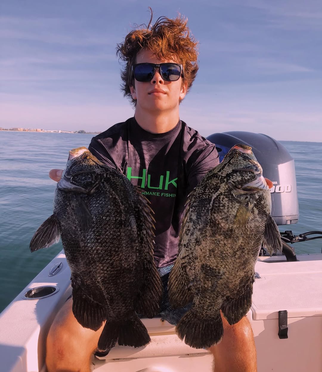 Two tripletail fish caught during fishing trip in Belleair Bluffs Florida