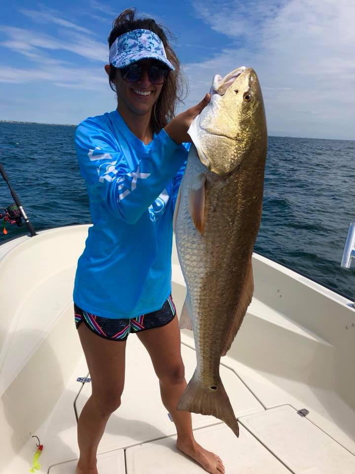 One angler holding a 33-inch fish in Galveston