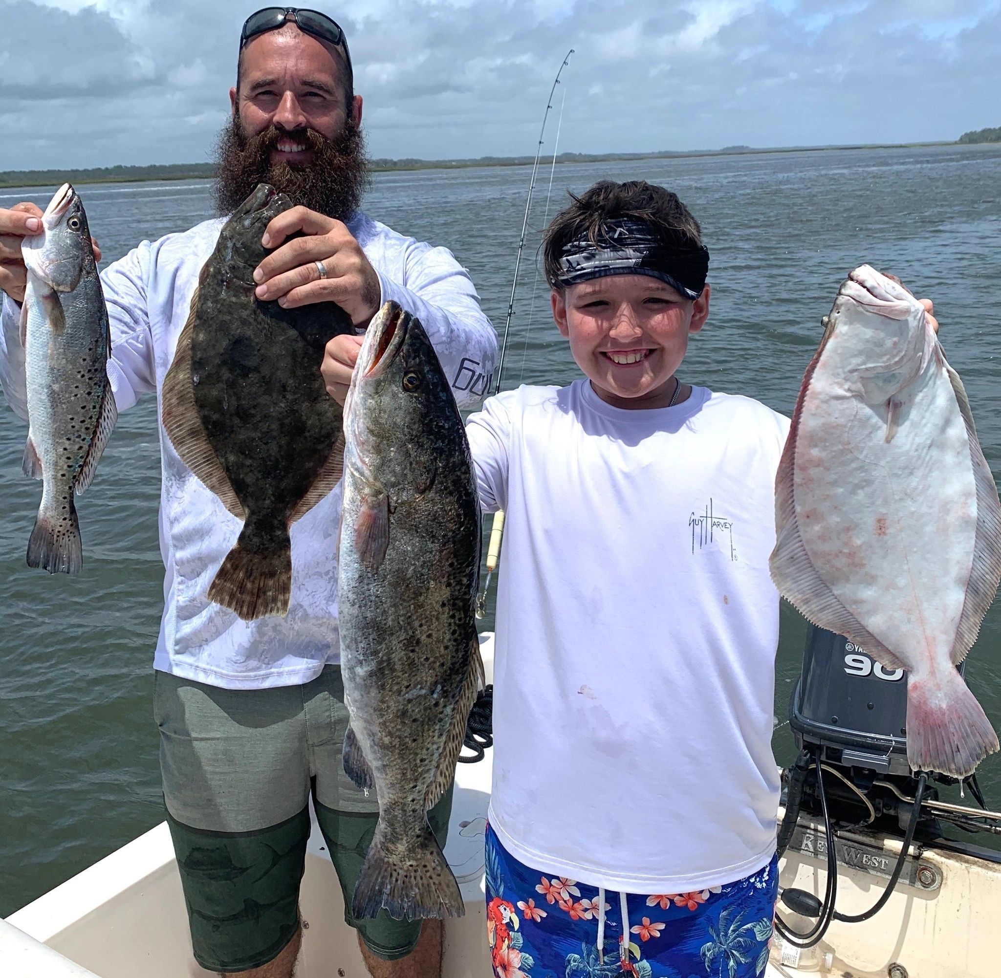 Four southern flounder, spotted weakfish, and summer flounder caught by two anglers in Saint Augustine