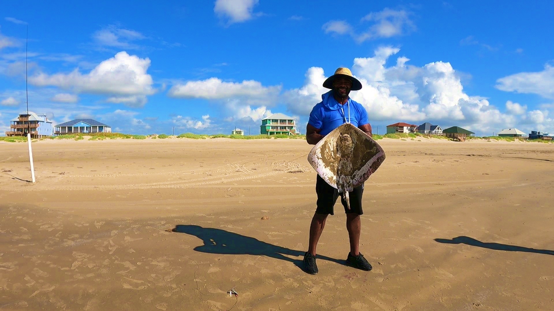 Captain Jeffrey Millet surf fishing at Matagorda Beach Texas targeting redfish and shark