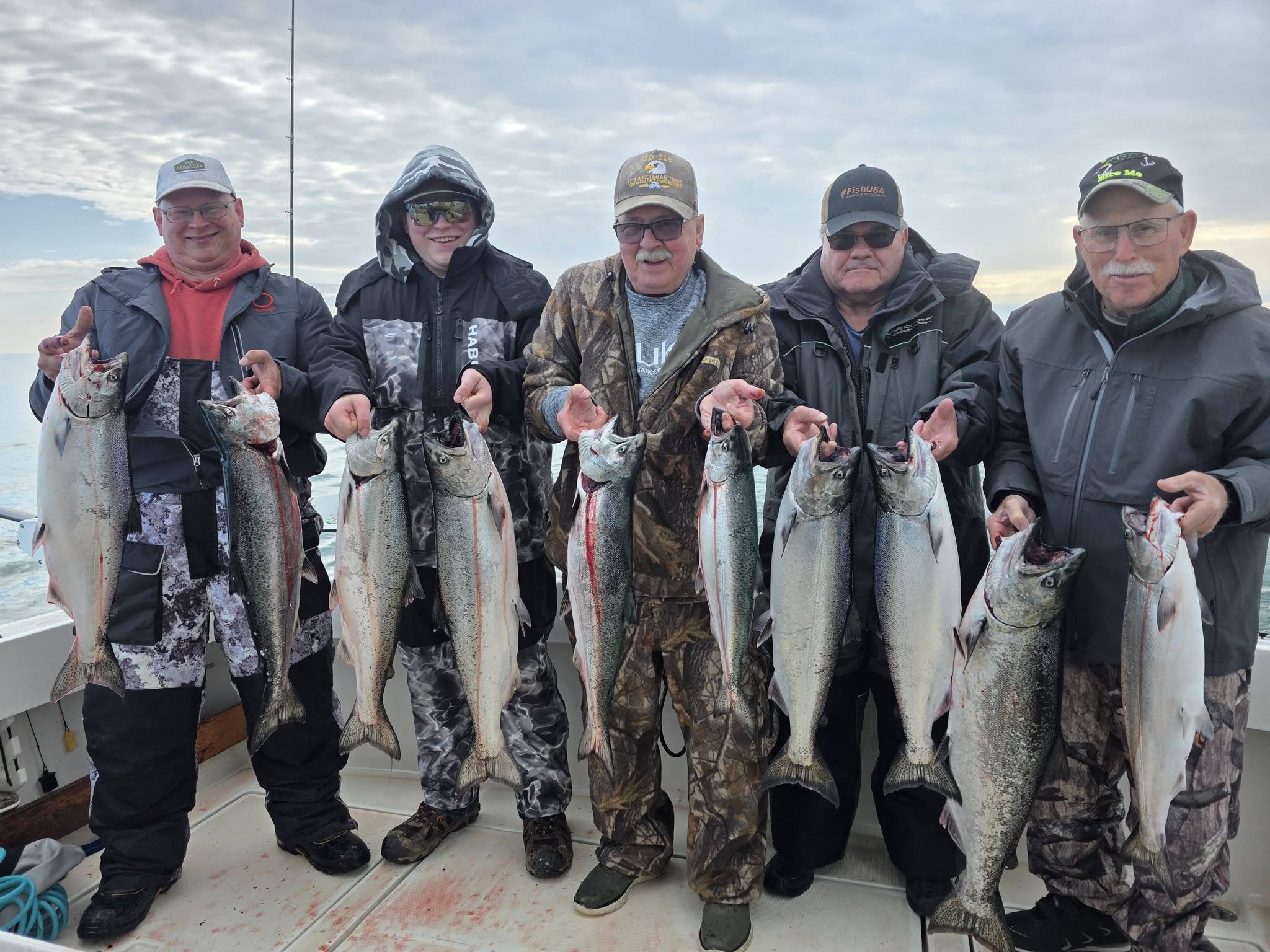 Successful Chinook salmon fishing trip in Ellisburg NY with multiple large salmon caught