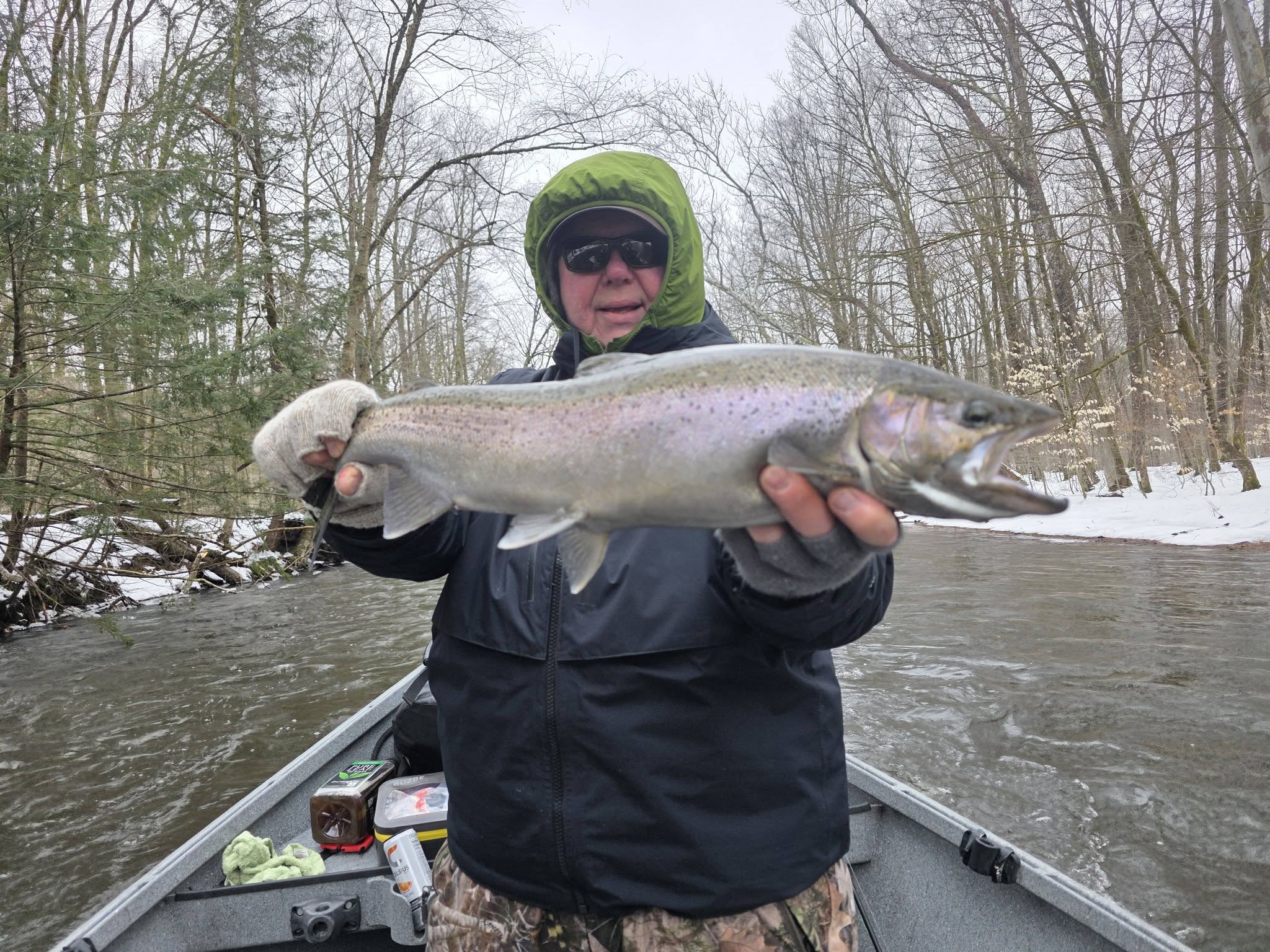 Rainbow trout caught while fishing in Ellisburg NY during winter conditions