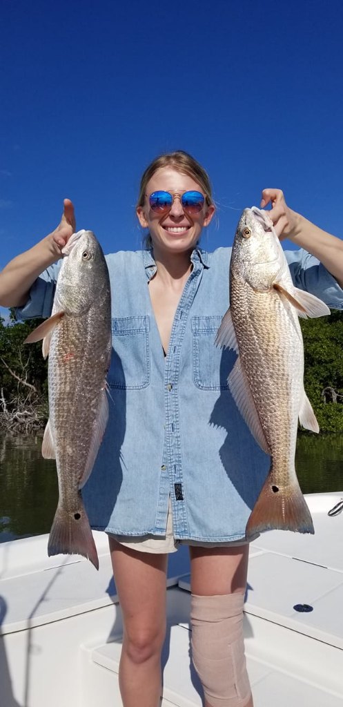 Two huge redfish caught in Goodland