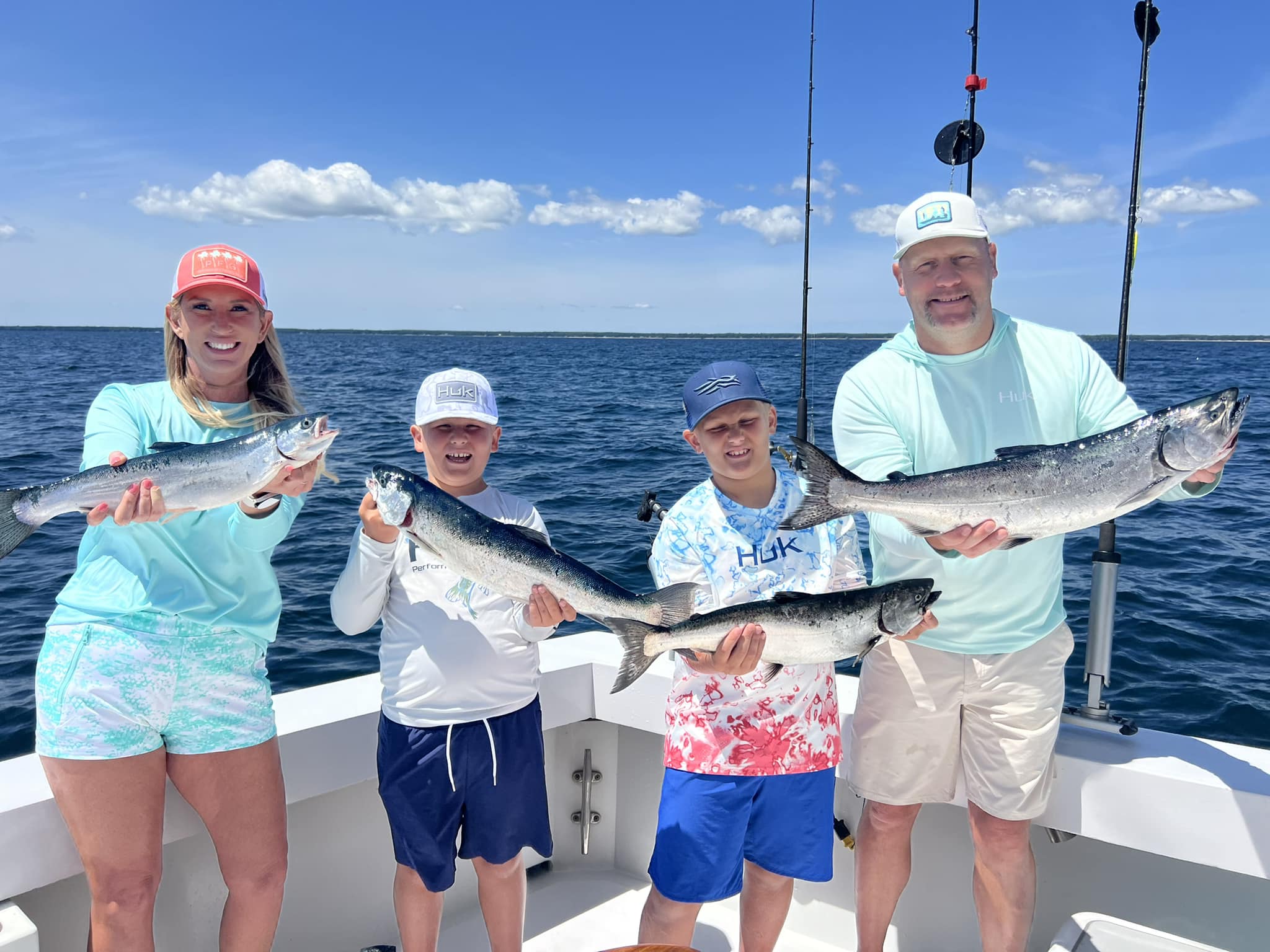 4 rainbow trout caught in Sturgeon Bay during fishing trip
