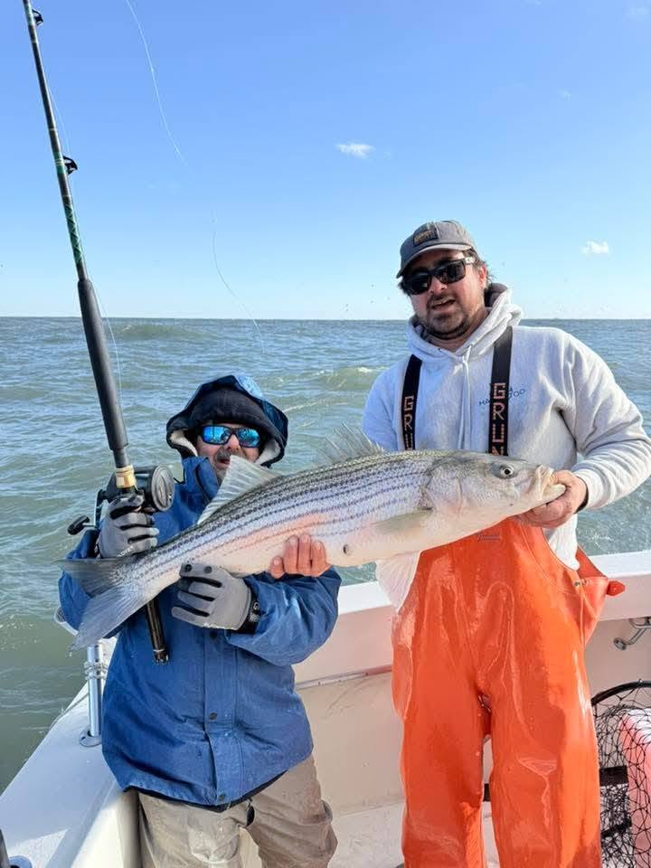 Striped bass caught fishing in Cape May NJ waters