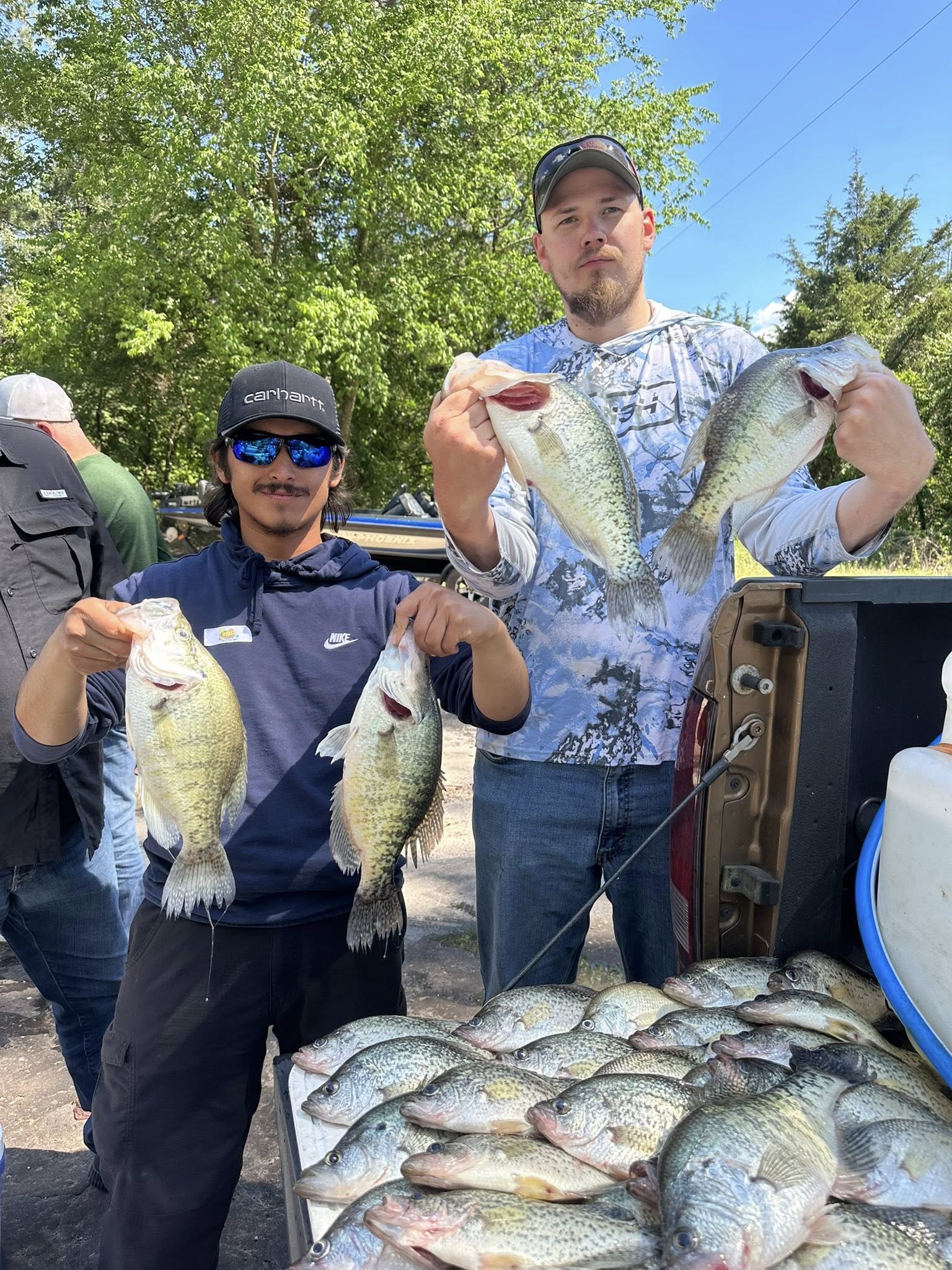 Four white crappie fish caught in Yantis
