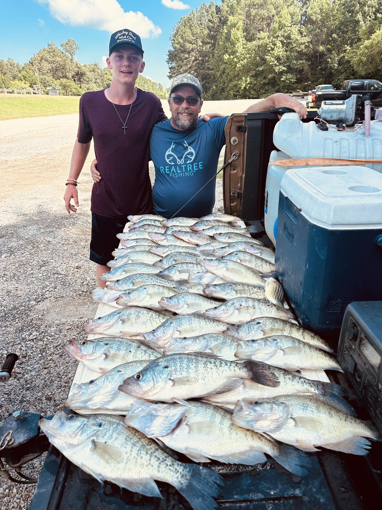 Four white crappie fish caught in Yantis