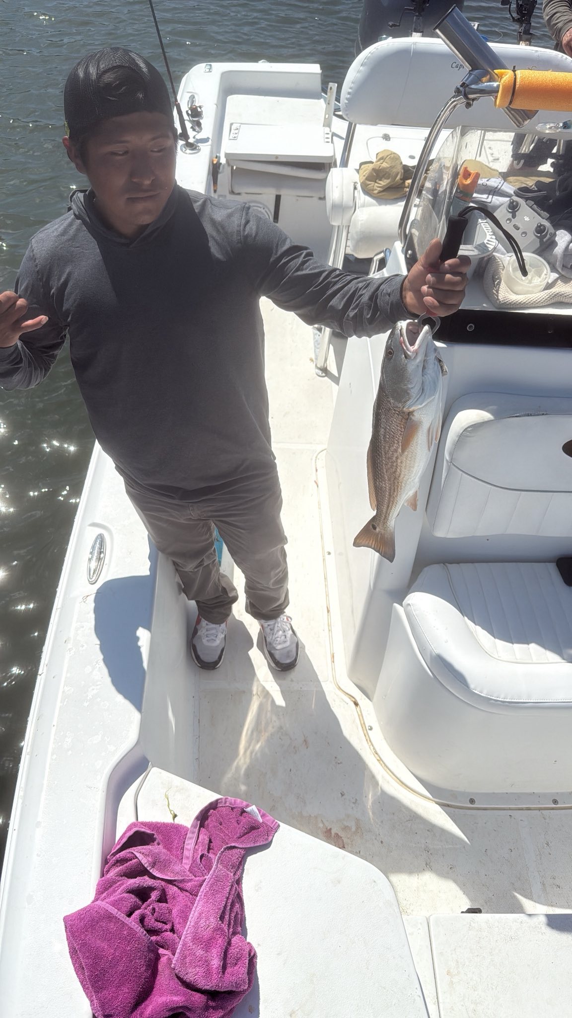 Redfish catch on fishing boat in Surf City NC waters
