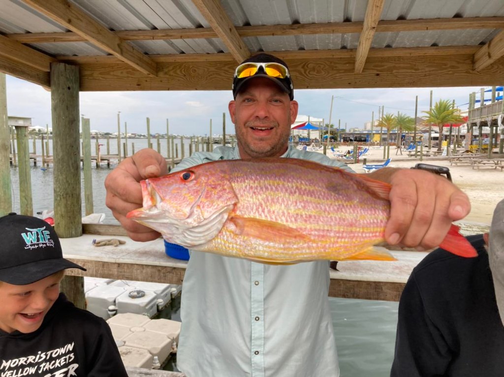 Two anglers enjoying a fishing trip in Alabama