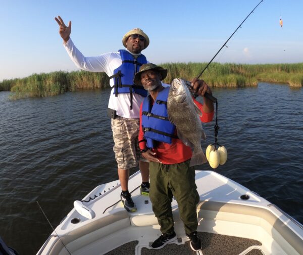 A large black drum fish caught in LA